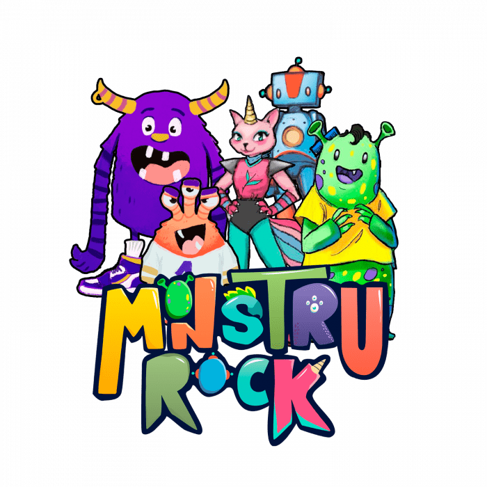 Imagen animada banda rock para niños y niñas monstrurock