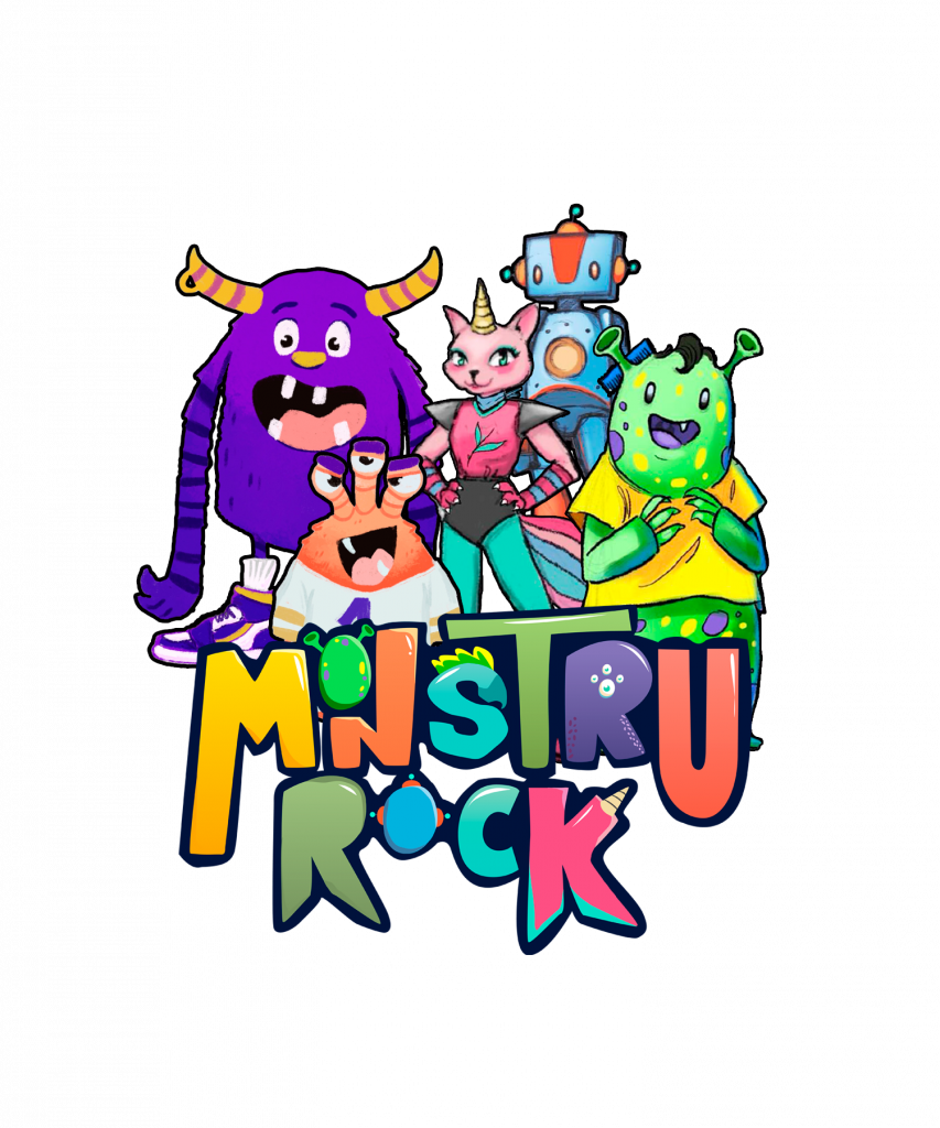 Imagen animada banda rock para niños y niñas monstrurock